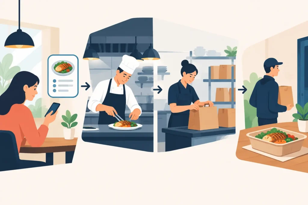 Guia de fluxo de pedidos para restaurantes