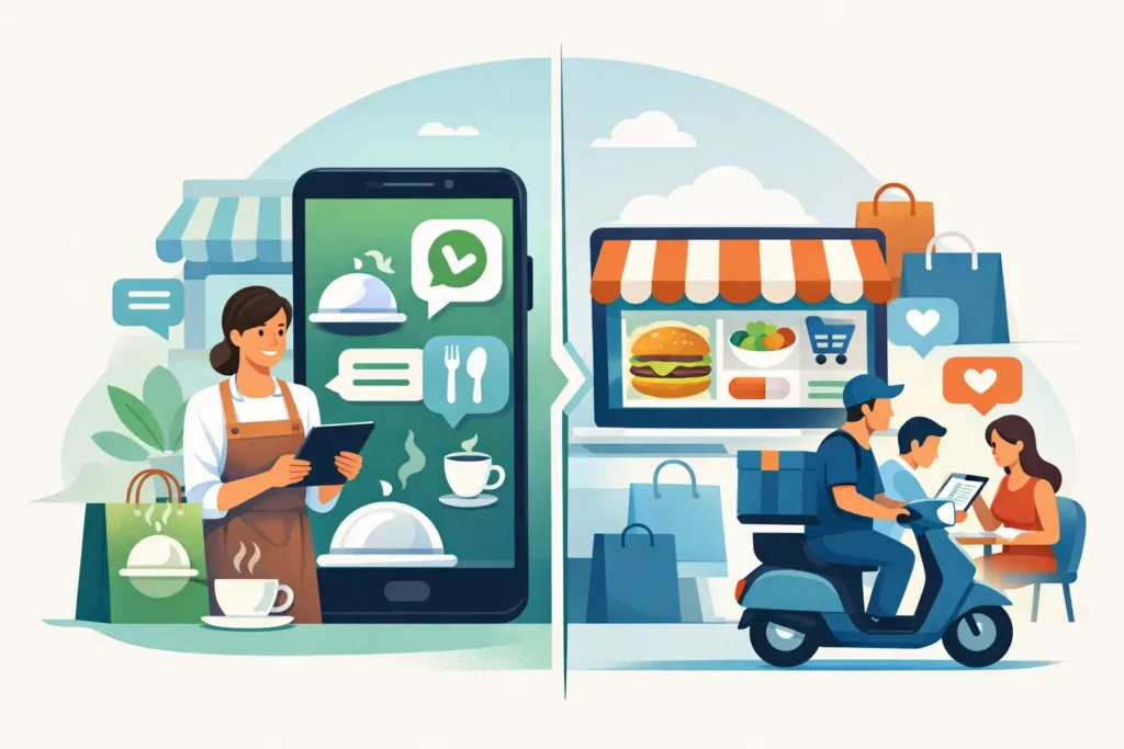 WhatsApp Business versus marketplace para restaurantes